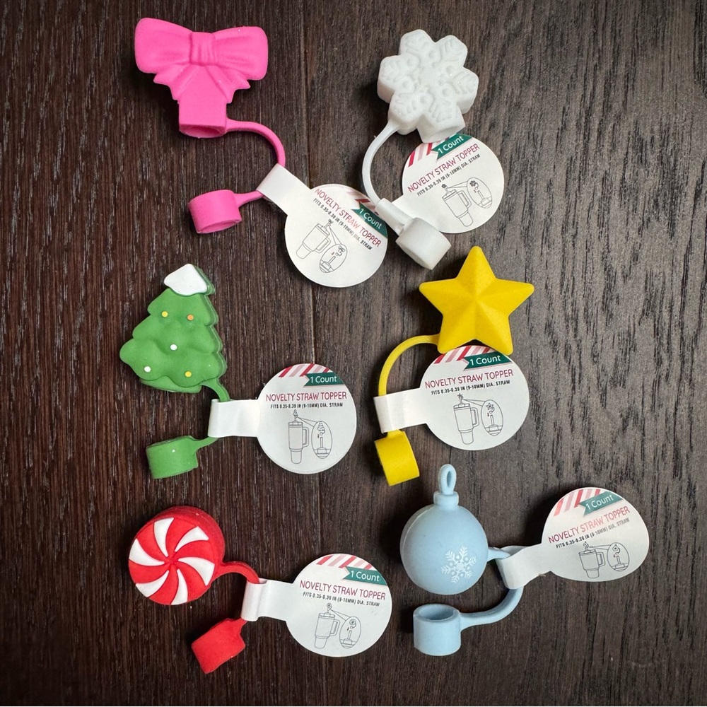 Target Bullseye Playground 2024 Viral Christmas Holiday Straw Toppers -Set of 6